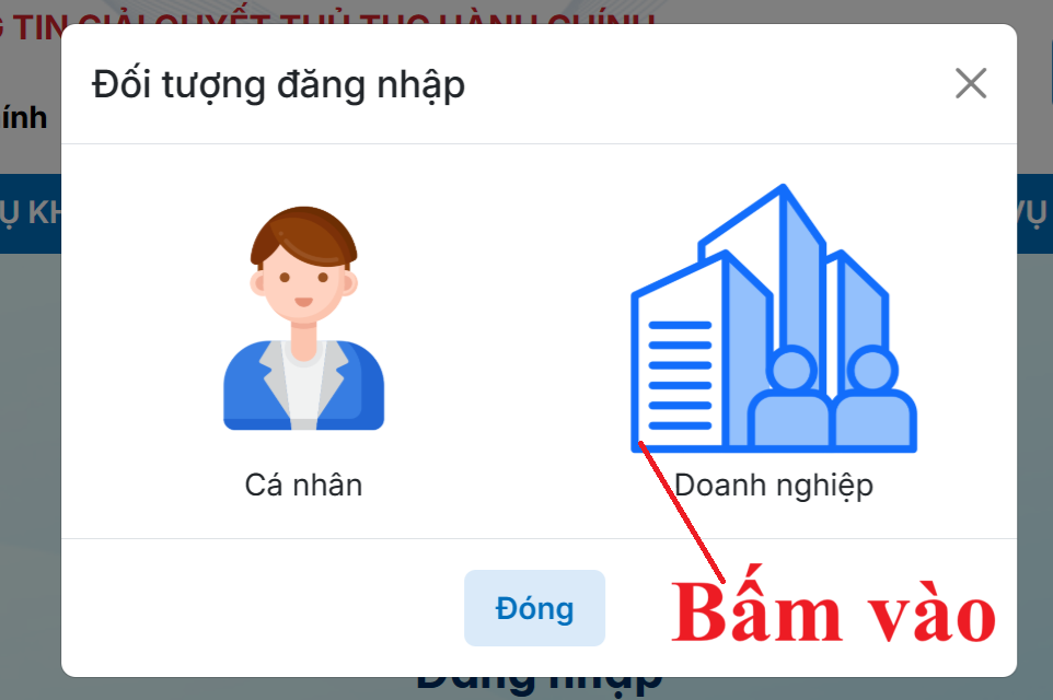 Chọn đối tượng đăng nhập