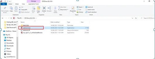 Chạy file autorun.exe trong ổ token I-CA