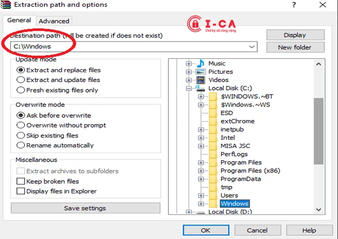 Chép file sửa lỗi vào thư mục Windows
