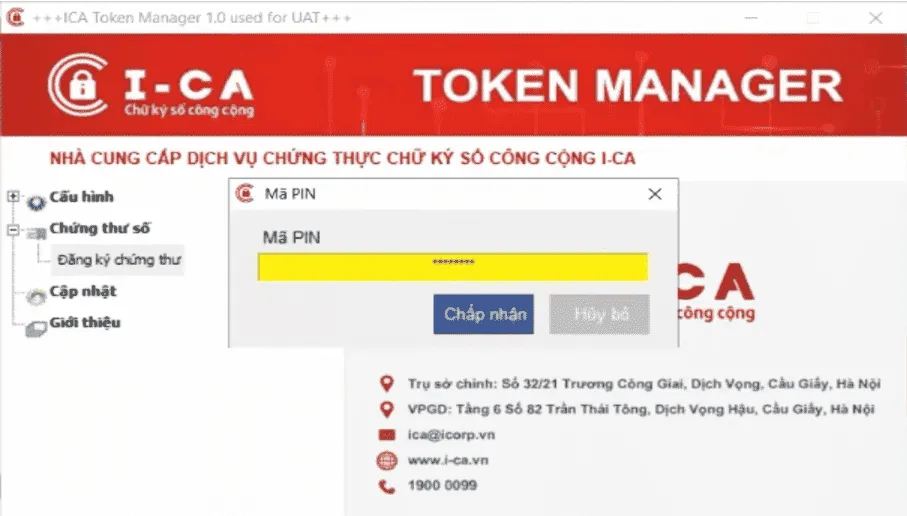 Chọn Đăng ký chứng thư số trên Token Manager I-CA