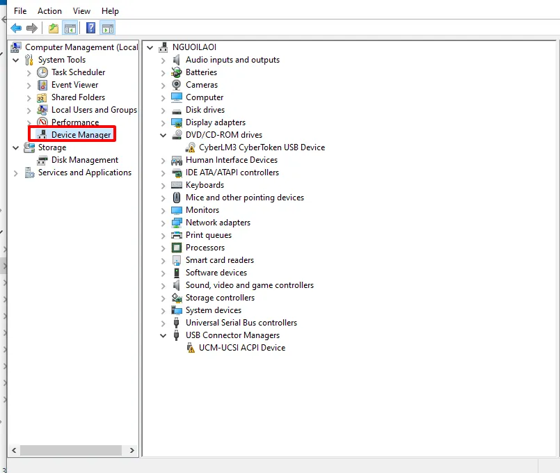 Chọn Device Manager