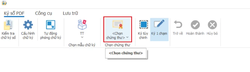 Bấm Chọn chứng thư khi ký PDF trên cổng BHYT