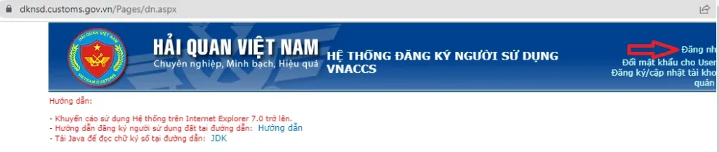 Đăng nhập hệ thống bằng tài khoản quản trị