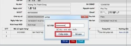 Thông báo đăng ký ủy quyền trích nợ thành công
