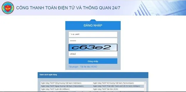 Đăng nhập Cổng thanh toán điện tử và thông quan 24/7