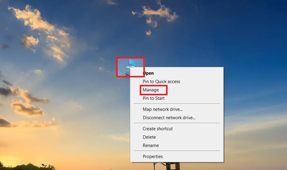 Mở Computer Management