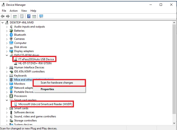 Mở Device Manager để kiểm tra driver token
