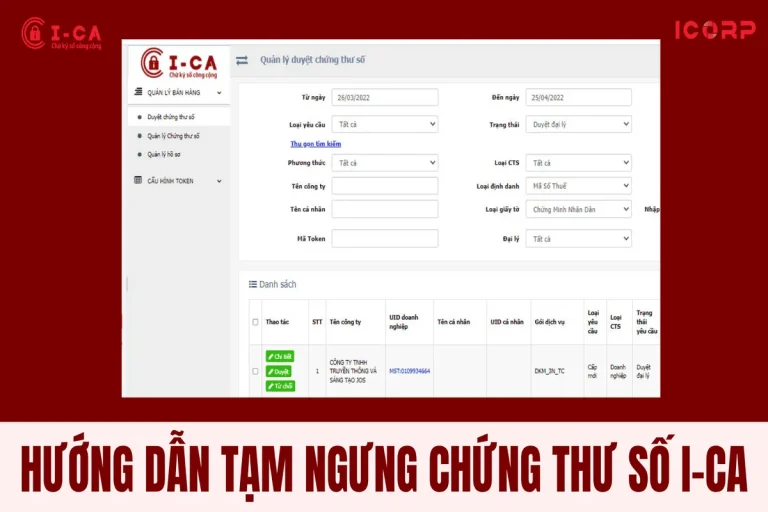 Thủ tục tạm dừng chứng thư số I-CA