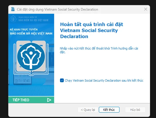 Hoàn tất cài đặt Vietnam Social Security Declaration