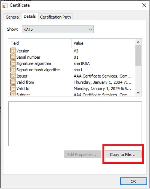 Xuất chứng chỉ ra file .cer